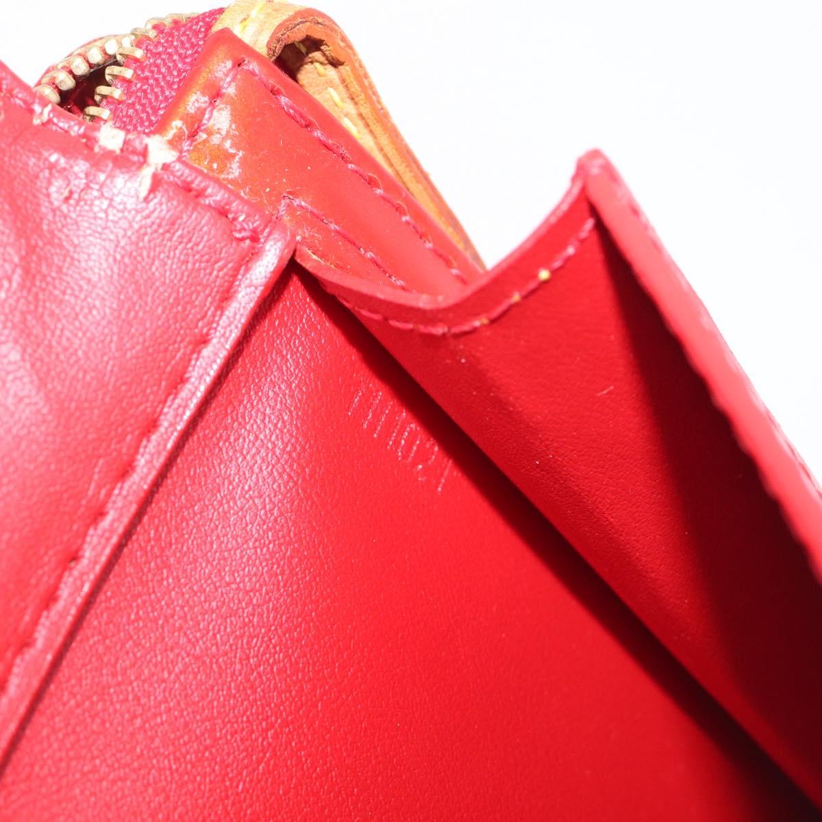LOUIS VUITTON Monogram Vernis Motto Accessory Pouch Red M91137 LV Auth 208011