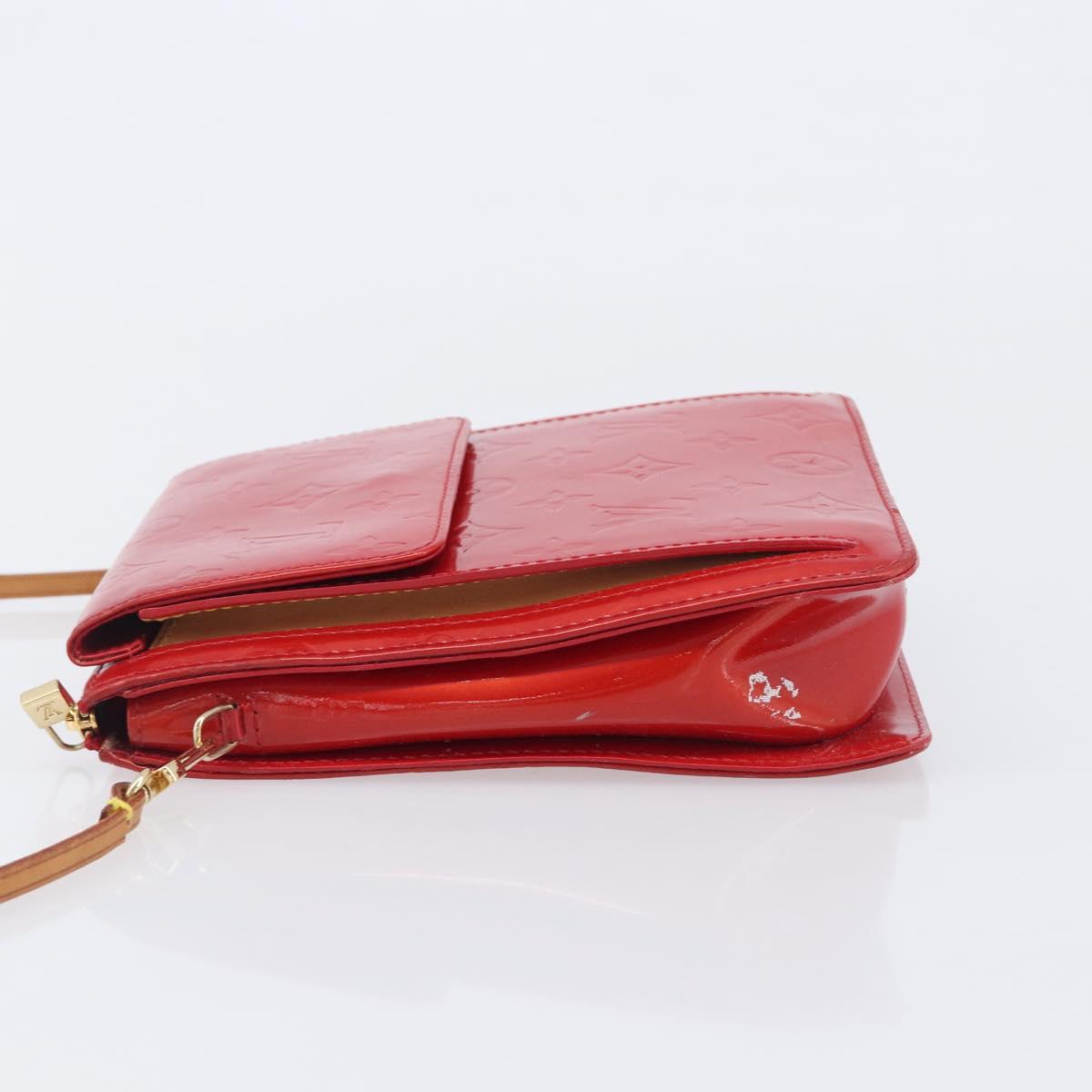 LOUIS VUITTON Monogram Vernis Motto Accessory Pouch Red M91137 LV Auth 208011