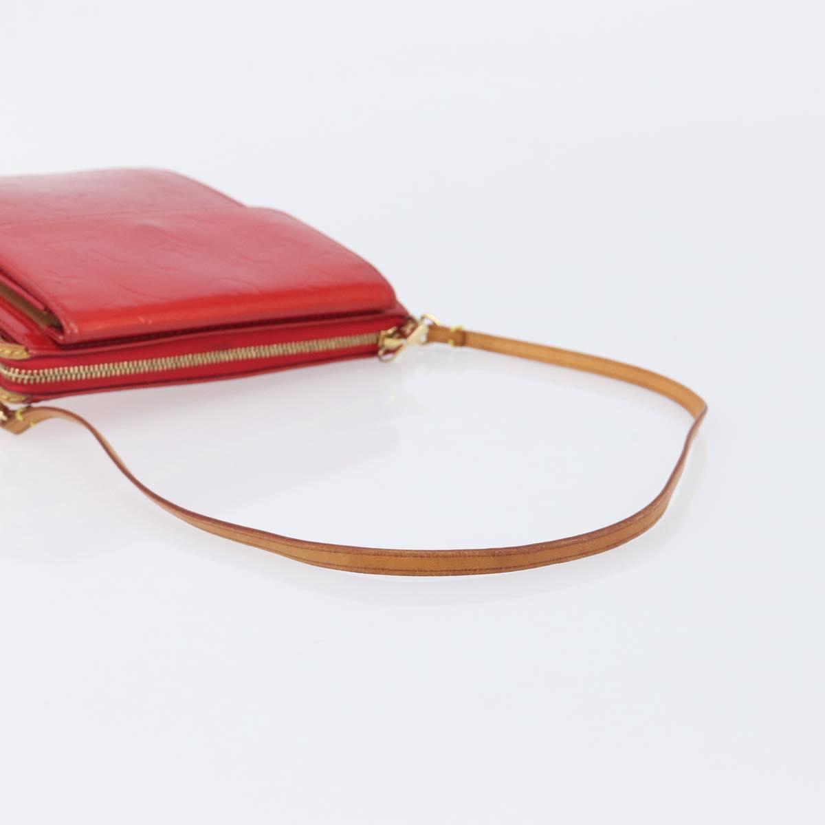 LOUIS VUITTON Monogram Vernis Motto Accessory Pouch Red M91137 LV Auth 208011