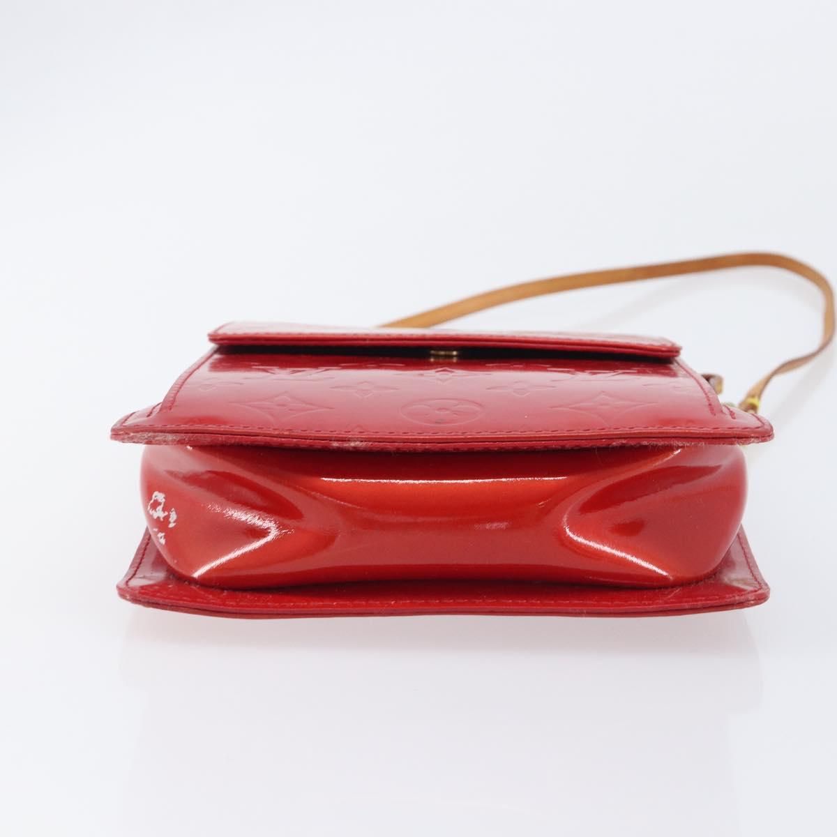 LOUIS VUITTON Monogram Vernis Motto Accessory Pouch Red M91137 LV Auth 208011