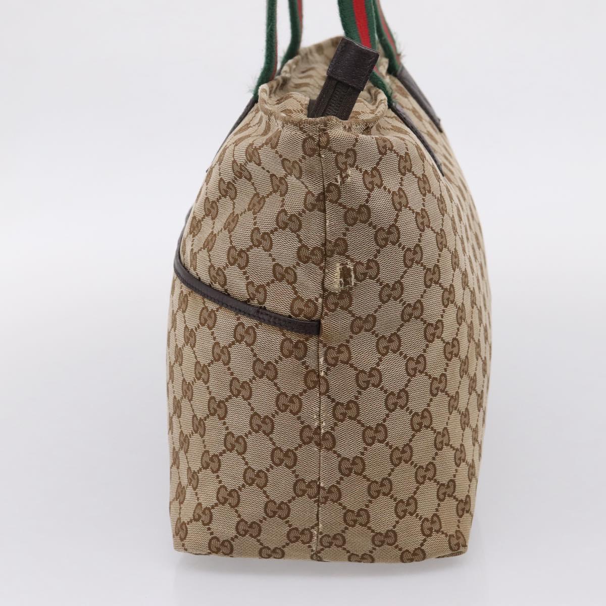 GUCCI GG Canvas Web Sherry Line Tote Bag Beige 155524 Auth 208012