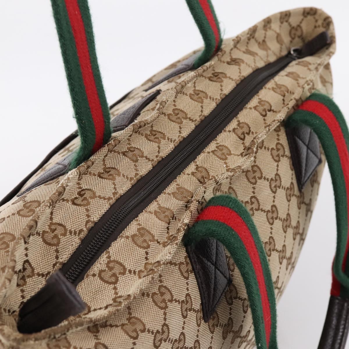 GUCCI GG Canvas Web Sherry Line Tote Bag Beige 155524 Auth 208012