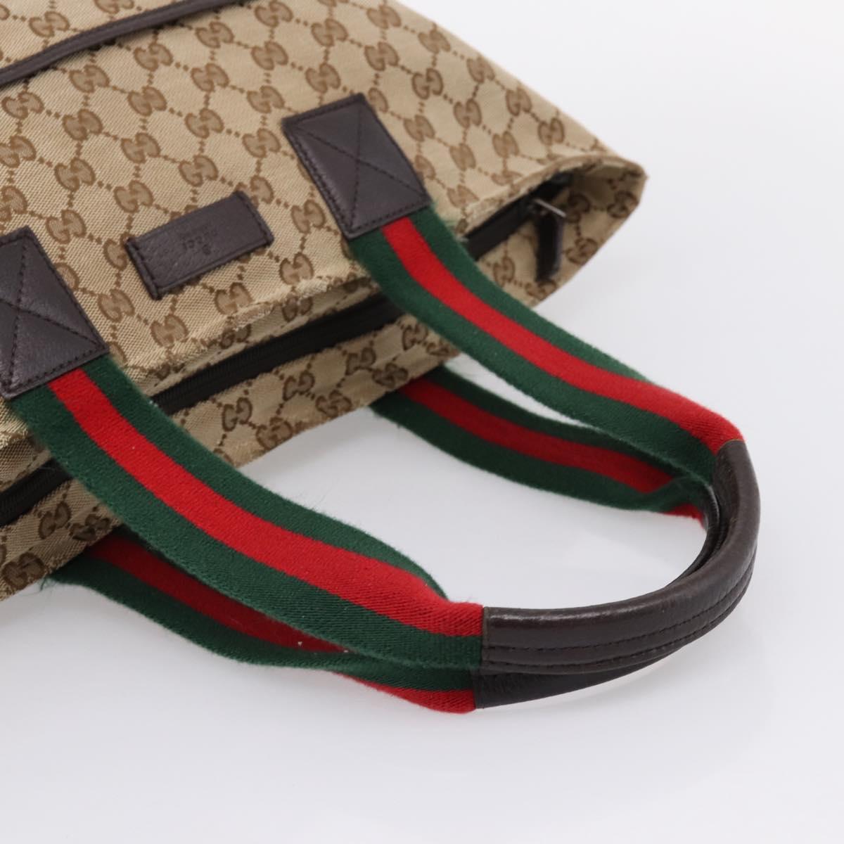 GUCCI GG Canvas Web Sherry Line Tote Bag Beige 155524 Auth 208012