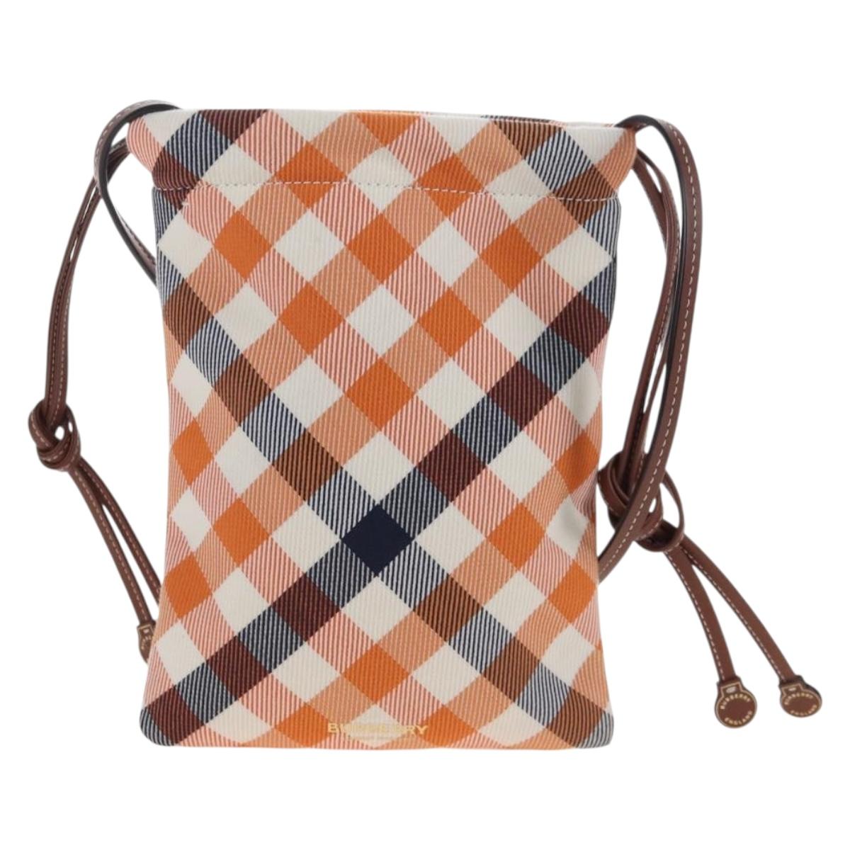 BURBERRY Nova Check Shoulder Bag Canvas Orange Gold Auth 208013V