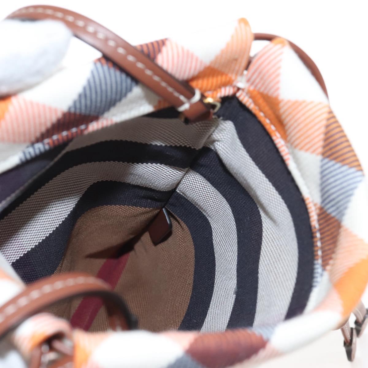 BURBERRY Nova Check Shoulder Bag Canvas Orange Gold Auth 208013V