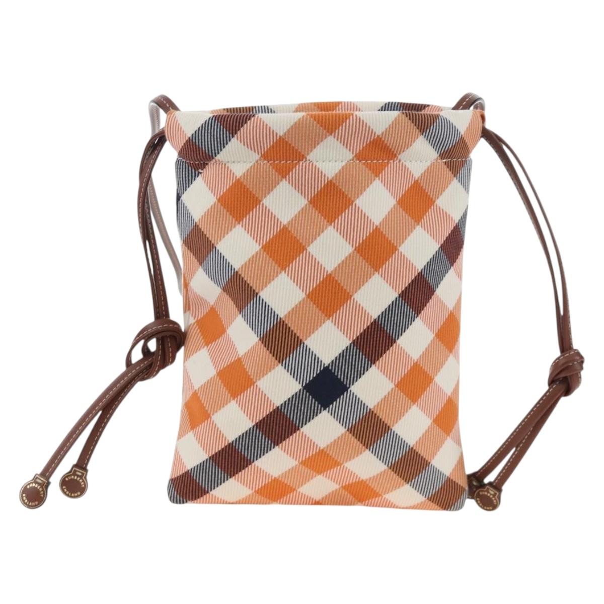 BURBERRY Nova Check Shoulder Bag Canvas Orange Gold Auth 208013V