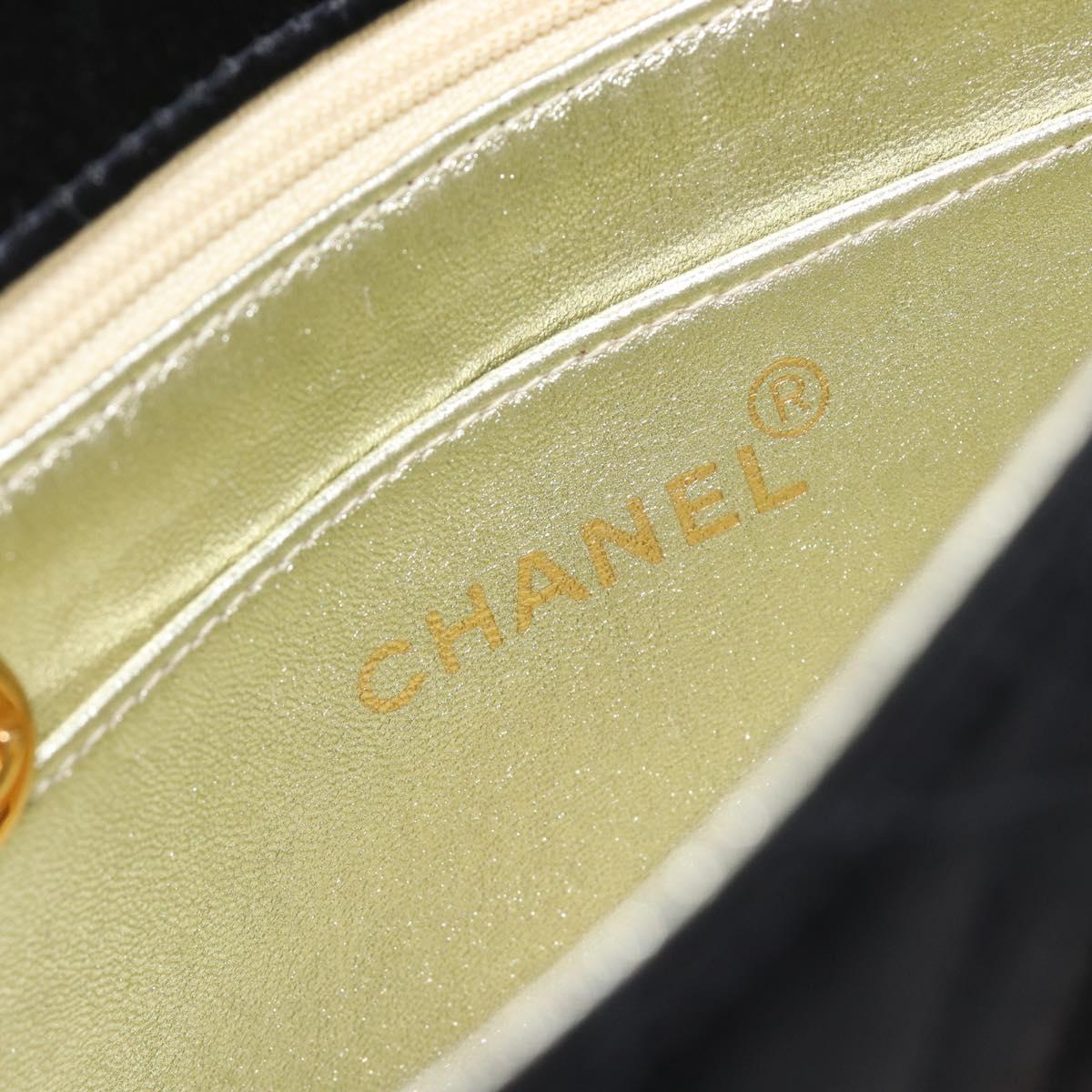 CHANEL Mini Matelasse 18 Chain Shoulder Bag Satin Black Gold CC Auth 208015SAM