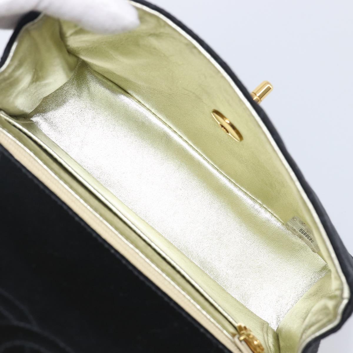 CHANEL Mini Matelasse 18 Chain Shoulder Bag Satin Black Gold CC Auth 208015SAM