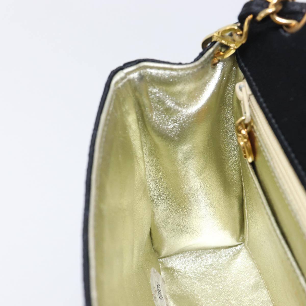 CHANEL Mini Matelasse 18 Chain Shoulder Bag Satin Black Gold CC Auth 208015SAM