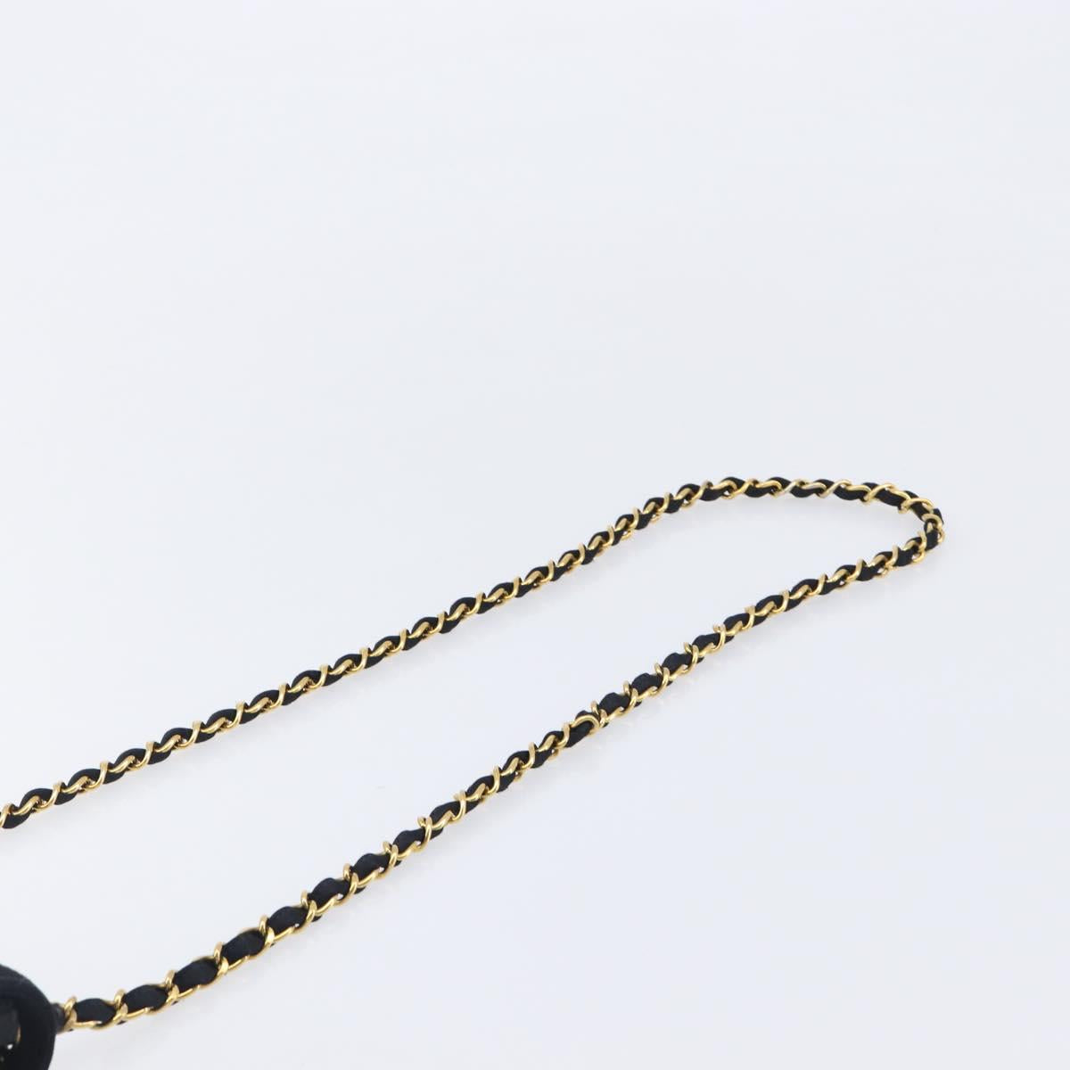 CHANEL Mini Matelasse 18 Chain Shoulder Bag Satin Black Gold CC Auth 208015SAM