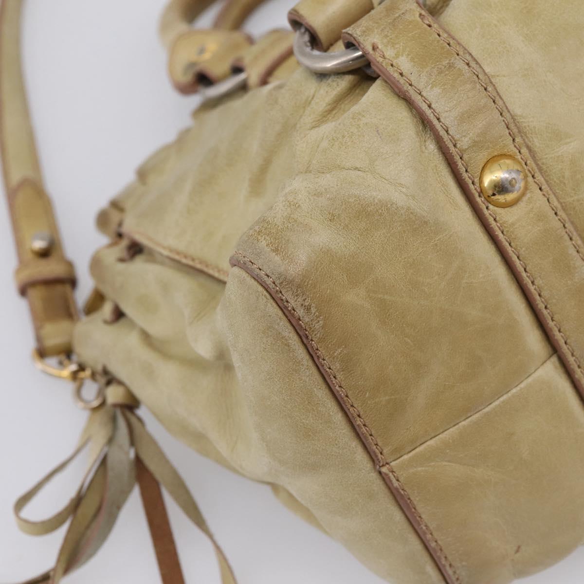 Miu Miu Hand Bag Vitellolux 2way Beige Gold Auth 208018A
