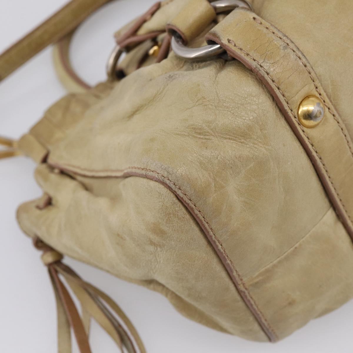 Miu Miu Hand Bag Vitellolux 2way Beige Gold Auth 208018A