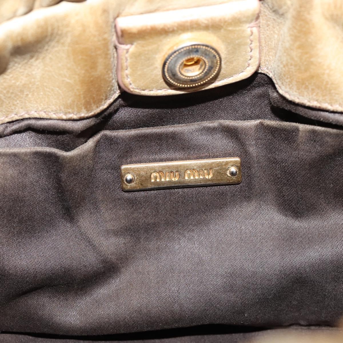 Miu Miu Hand Bag Vitellolux 2way Beige Gold Auth 208018A