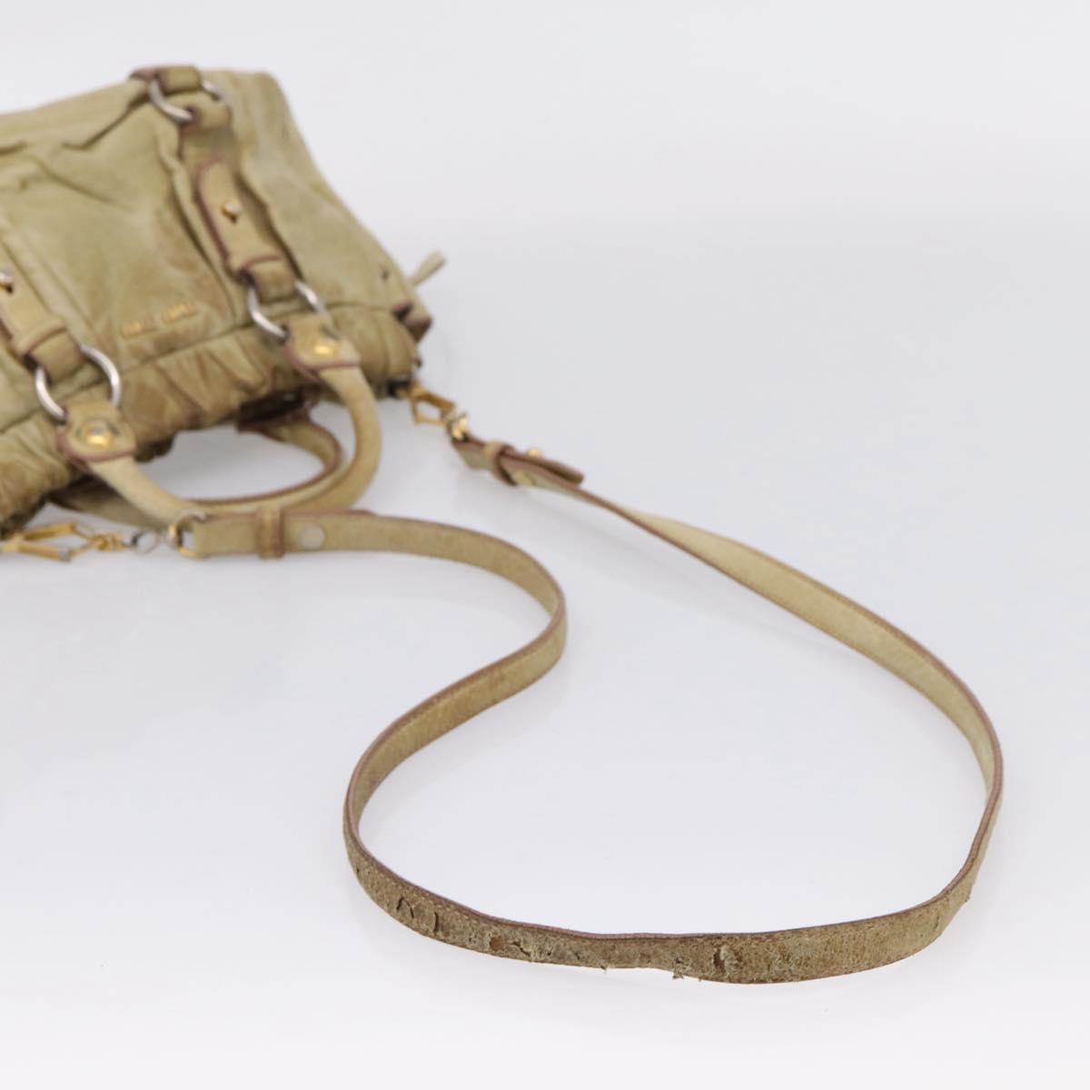 Miu Miu Hand Bag Vitellolux 2way Beige Gold Auth 208018A