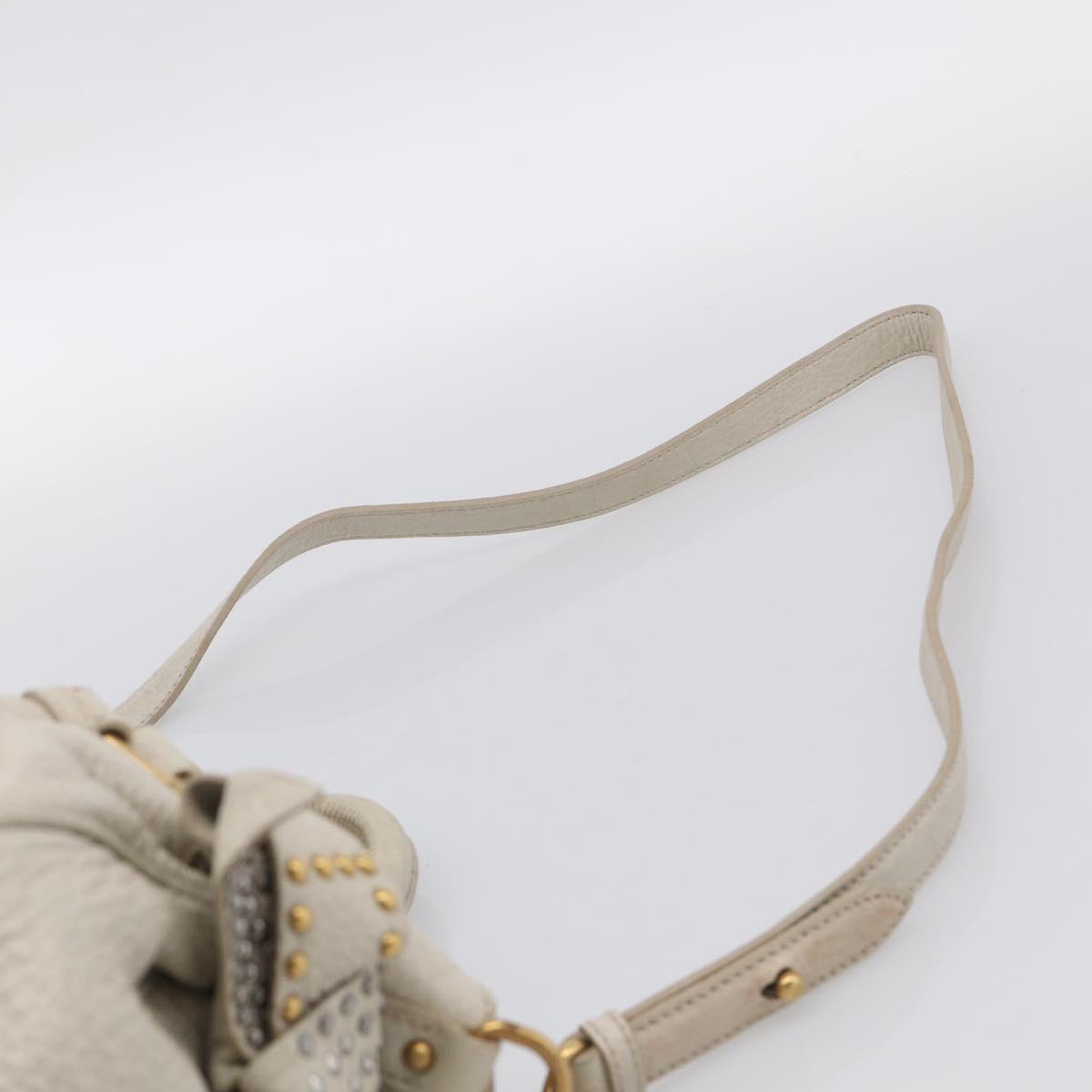 Miu Miu Hand Bag Leather 2way Ivory Gold Auth 208020A