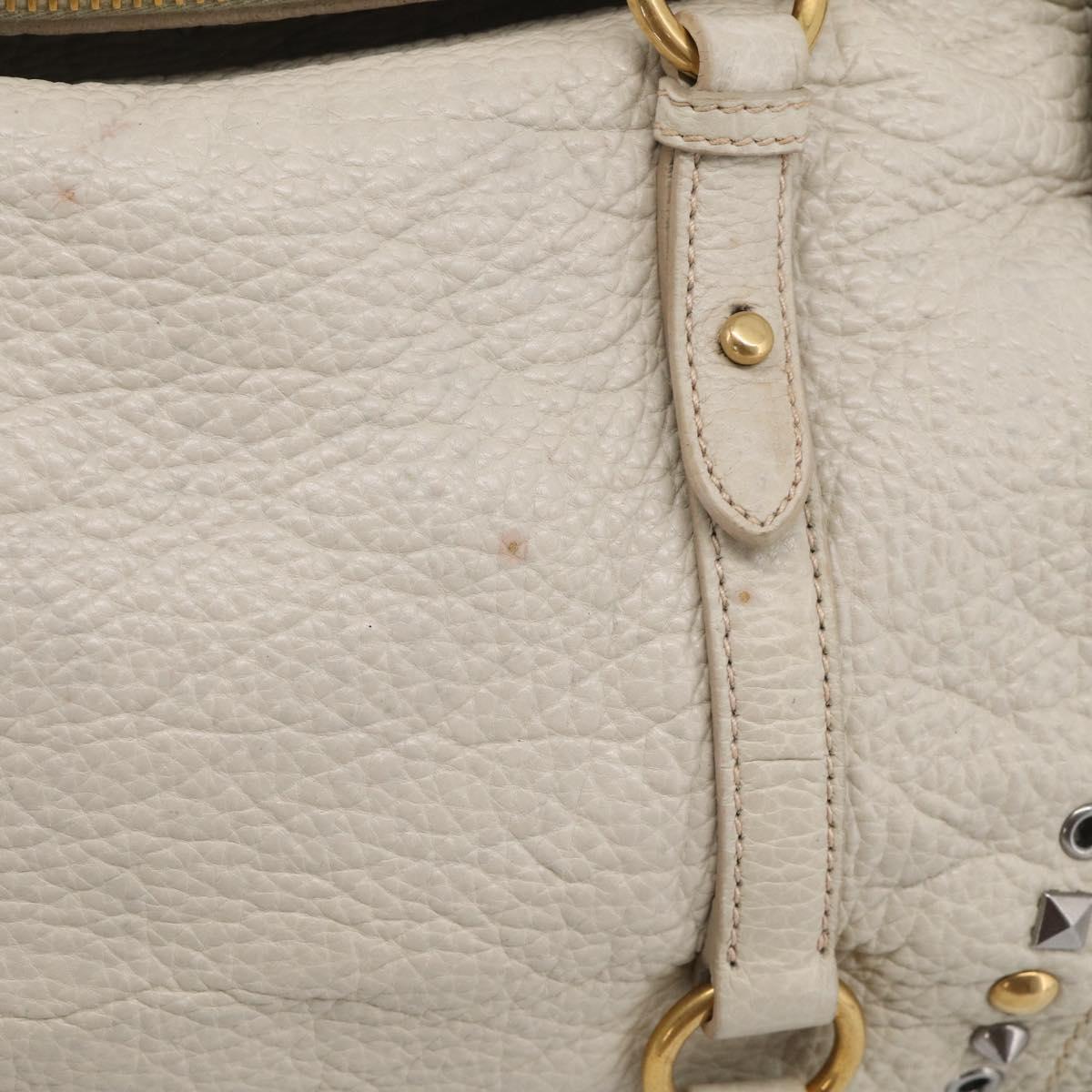 Miu Miu Hand Bag Leather 2way Ivory Gold Auth 208020A