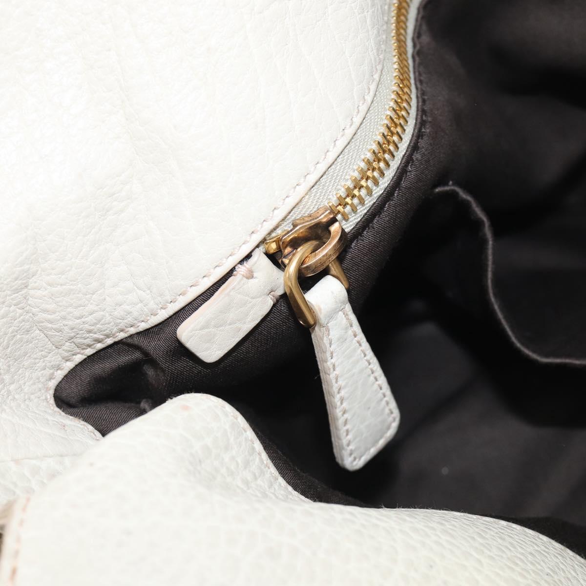 Miu Miu Hand Bag Leather 2way Ivory Gold Auth 208020A