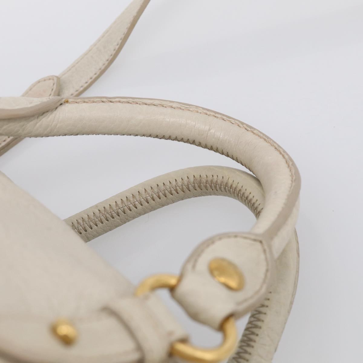 Miu Miu Hand Bag Leather 2way Ivory Gold Auth 208020A