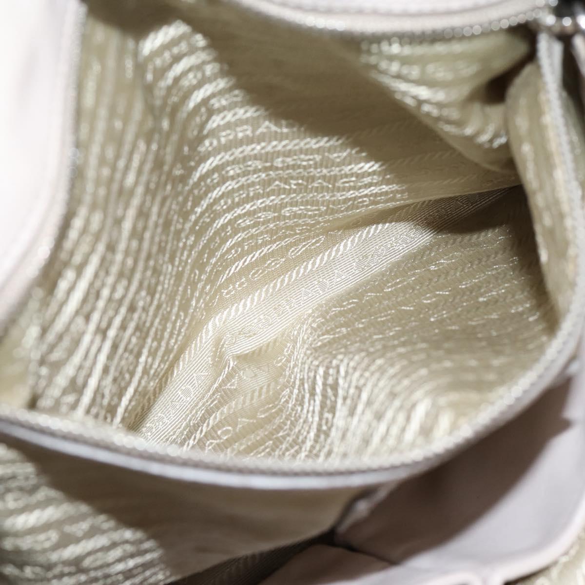 PRADA Gathered Hand Bag Leather 2way Gray Silver Auth 208024V