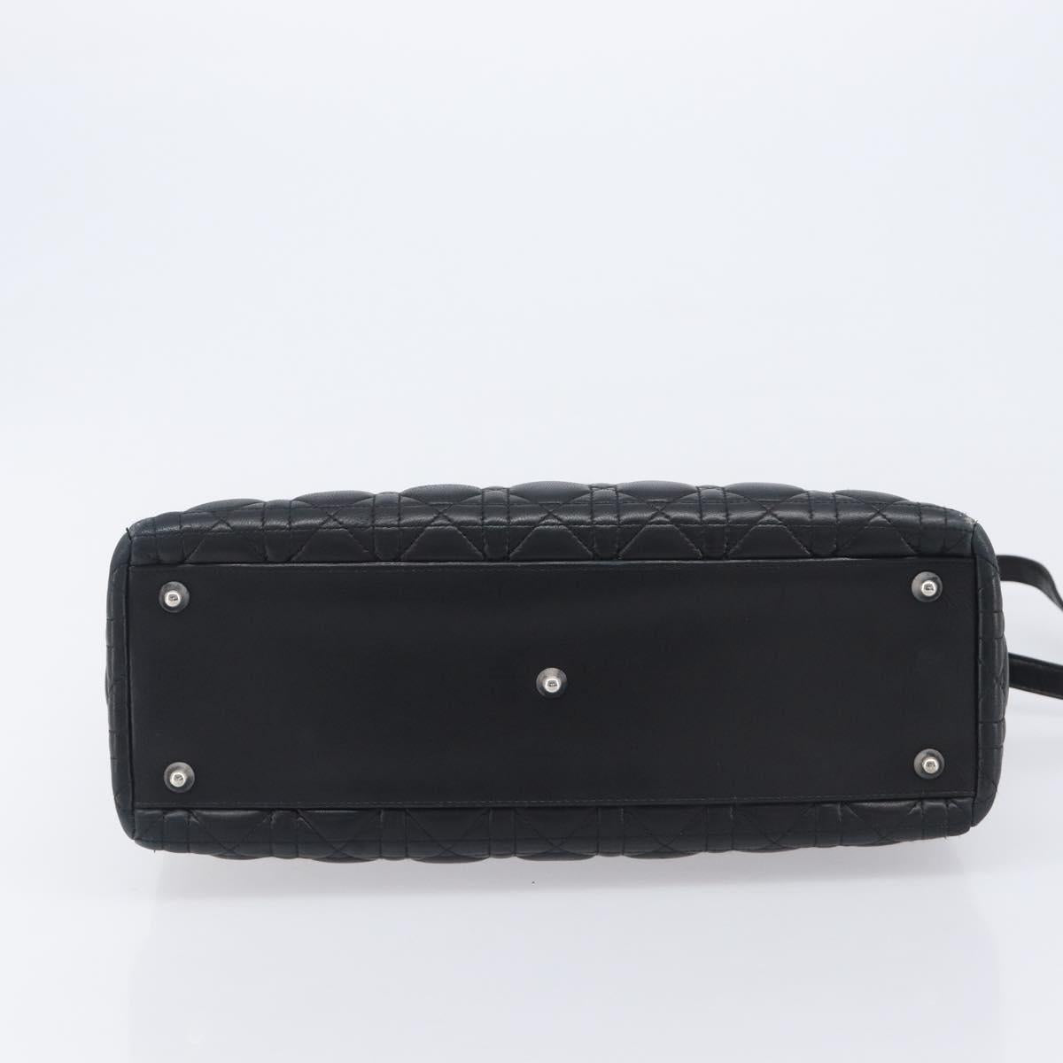 Christian Dior Canage Lady Dior Large Bag Lamb Skin 2way Black Auth 208025V