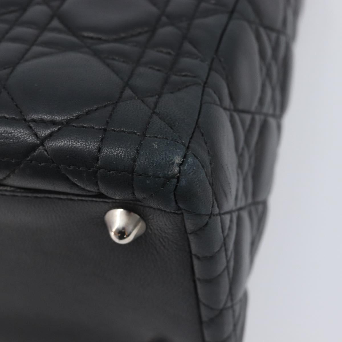 Christian Dior Canage Lady Dior Large Bag Lamb Skin 2way Black Auth 208025V