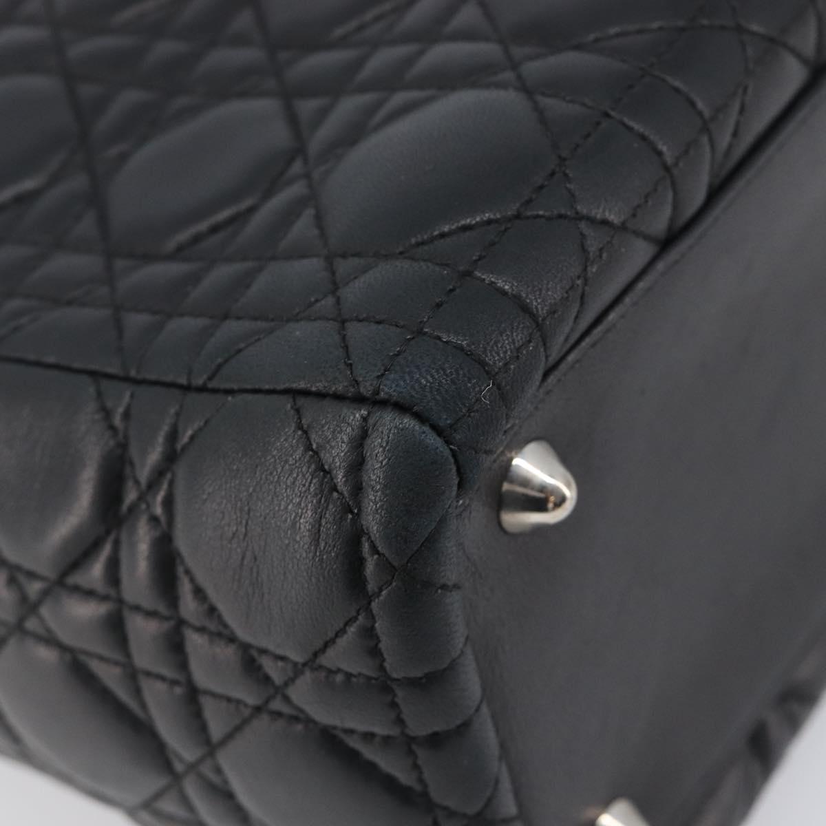 Christian Dior Canage Lady Dior Large Bag Lamb Skin 2way Black Auth 208025V