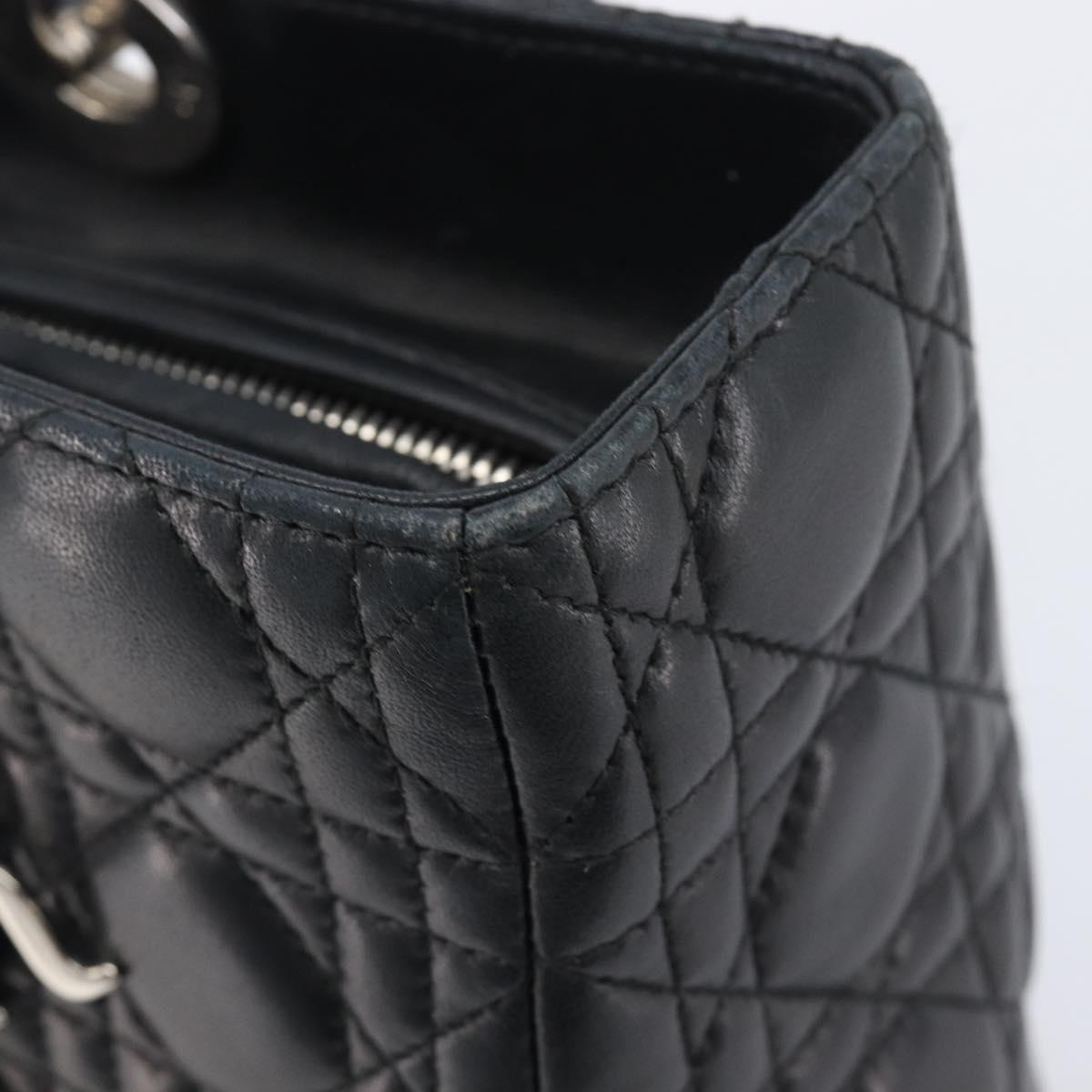 Christian Dior Canage Lady Dior Large Bag Lamb Skin 2way Black Auth 208025V