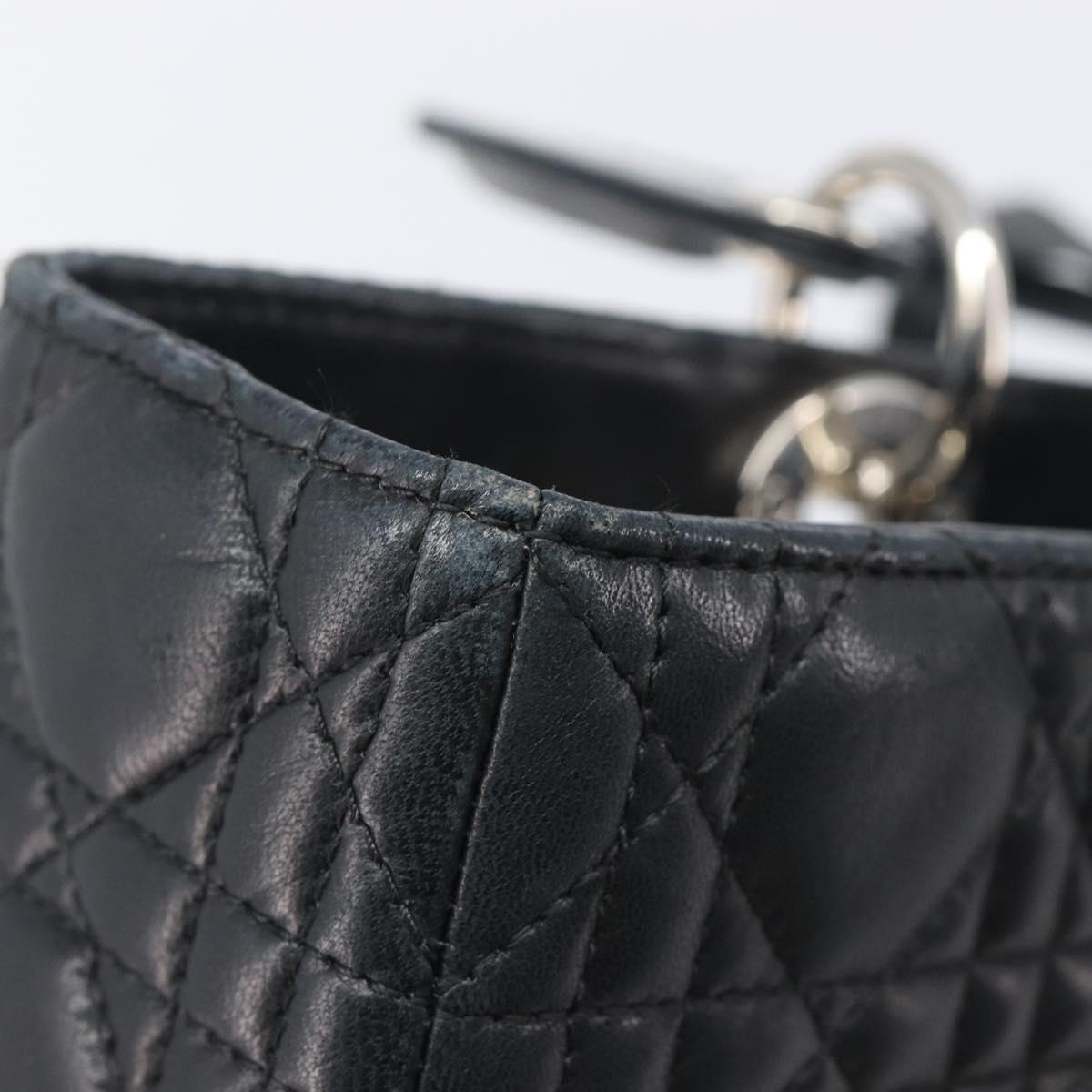 Christian Dior Canage Lady Dior Large Bag Lamb Skin 2way Black Auth 208025V