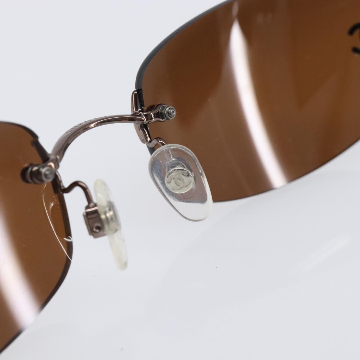 CHANEL COCO Mark Sunglasses metal Brown CC Auth 208027M