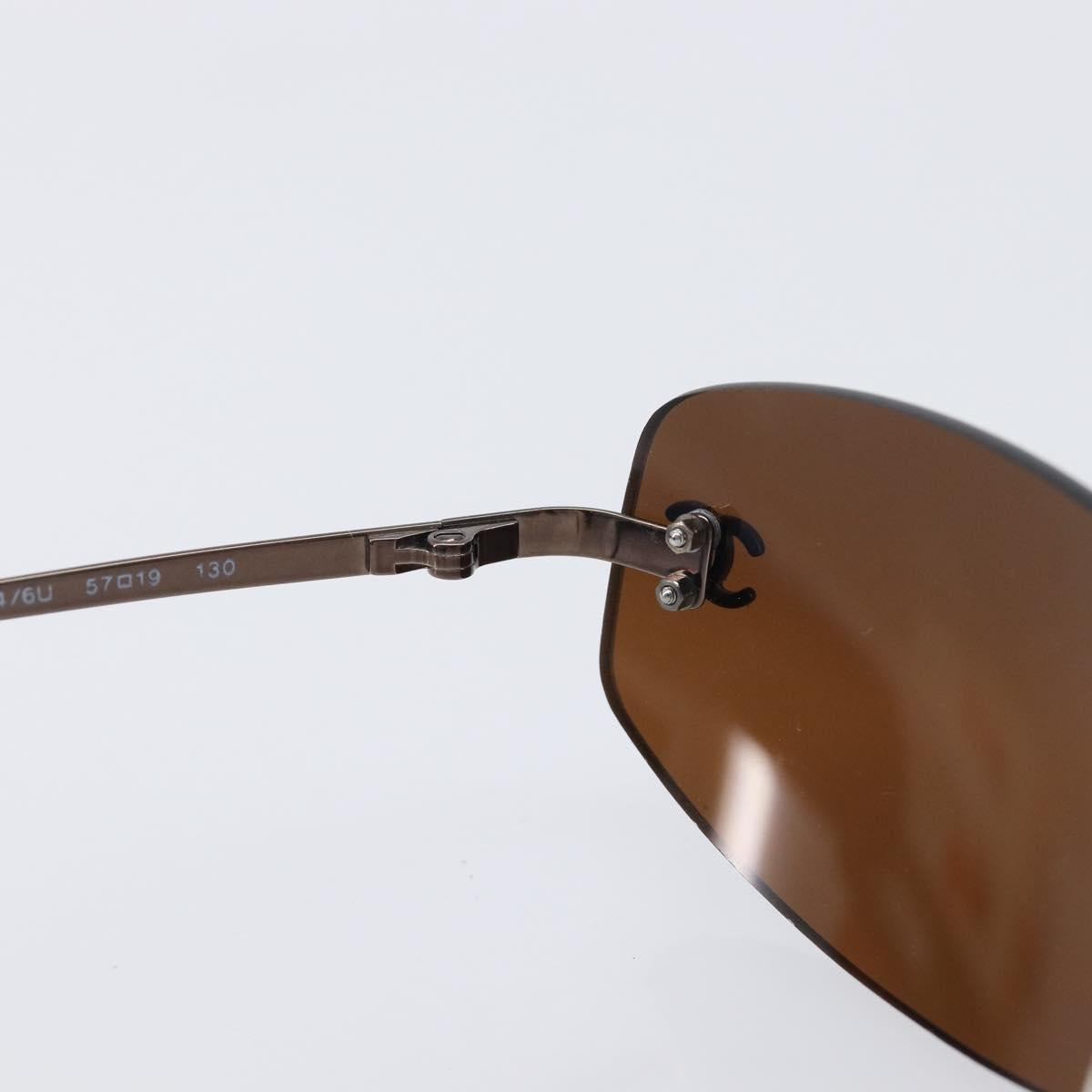 CHANEL COCO Mark Sunglasses metal Brown CC Auth 208027M