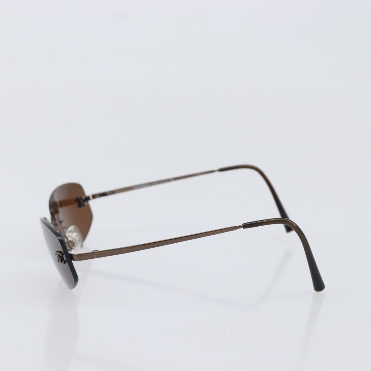 CHANEL COCO Mark Sunglasses metal Brown CC Auth 208027M