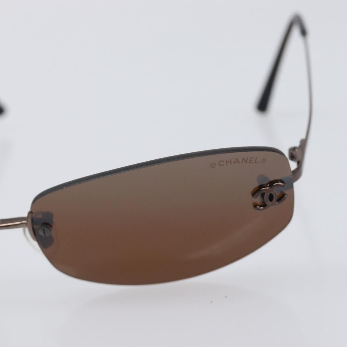 CHANEL COCO Mark Sunglasses metal Brown CC Auth 208027M