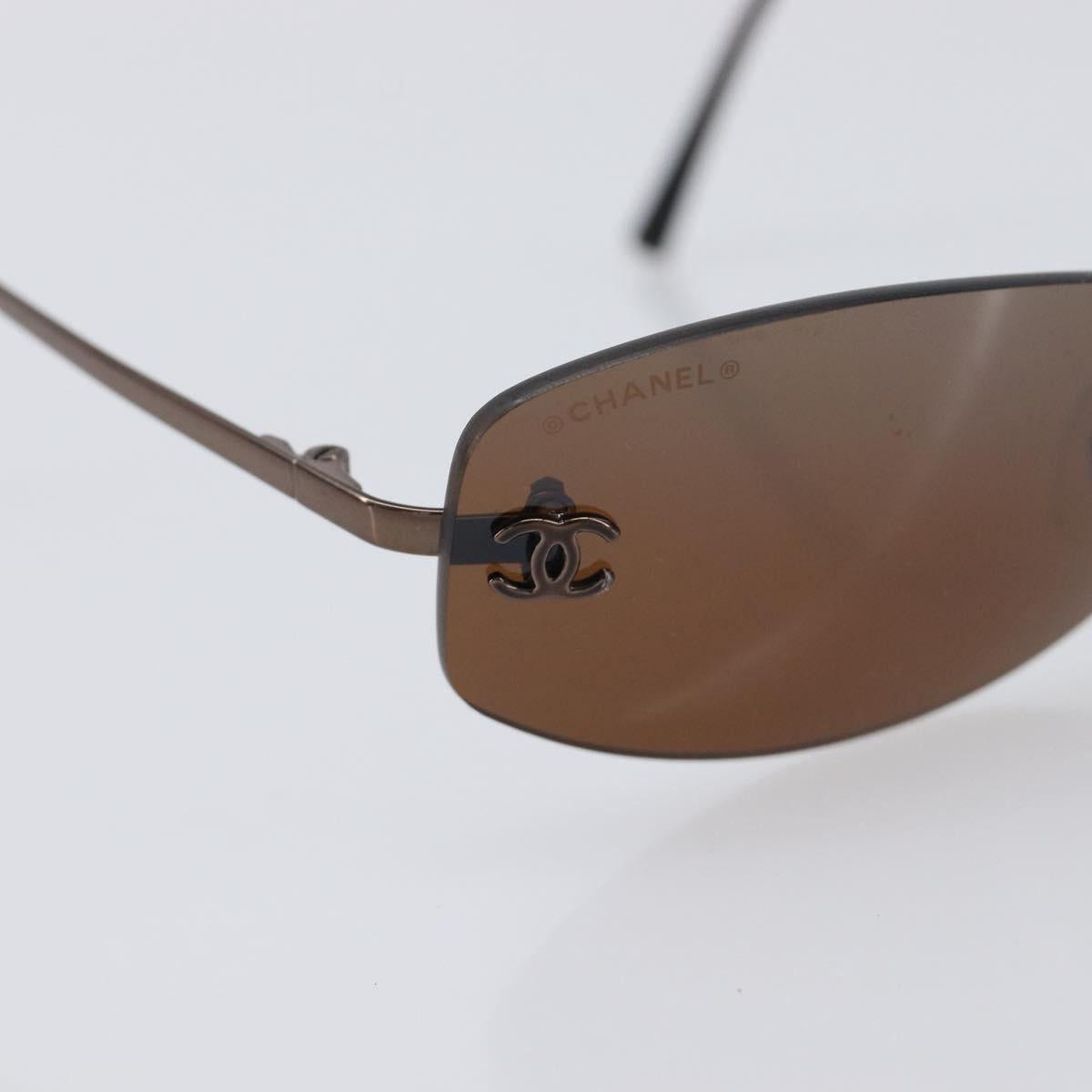 CHANEL COCO Mark Sunglasses metal Brown CC Auth 208027M