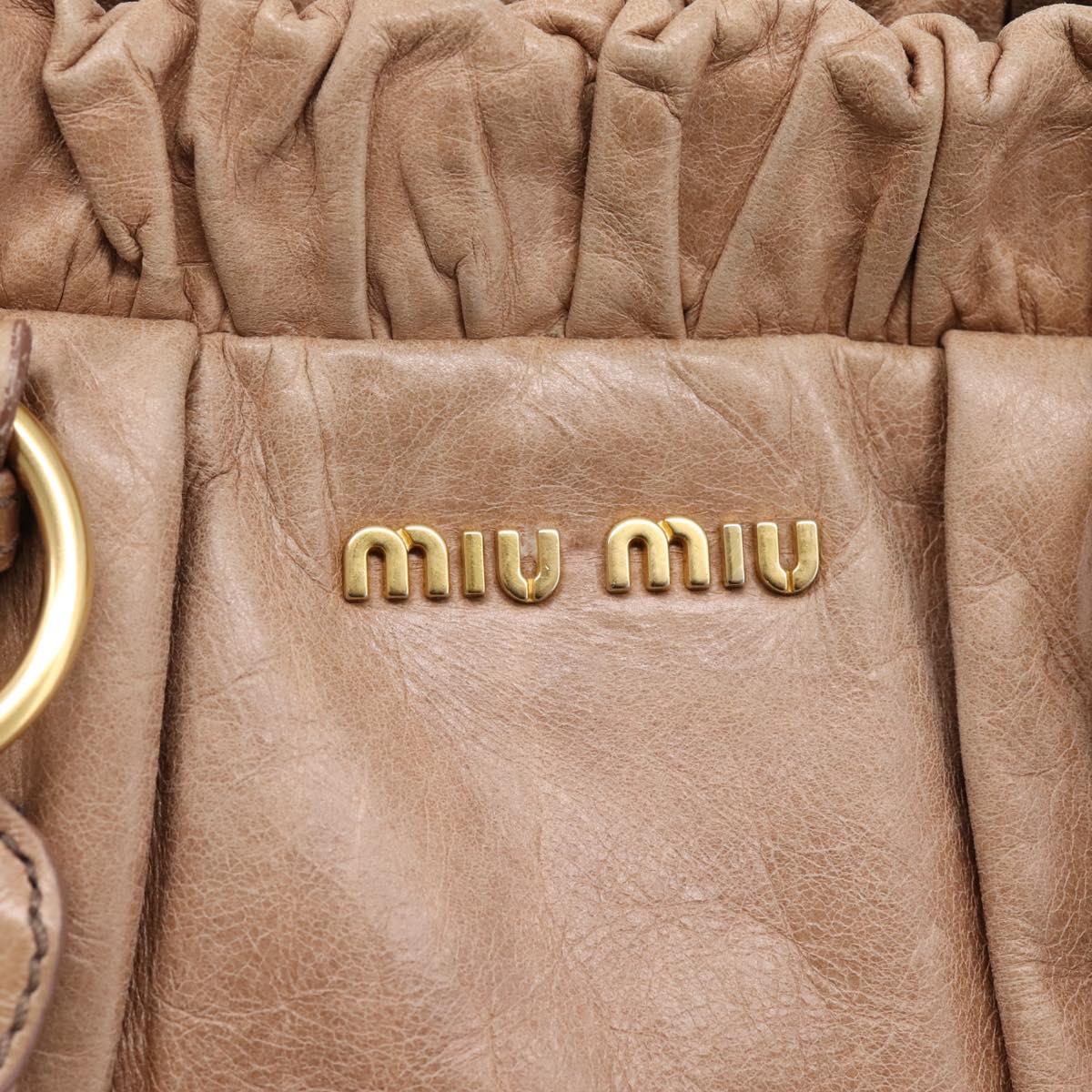 Miu Miu Hand Bag Vitellolux 2way Pink Gold Auth 208029A