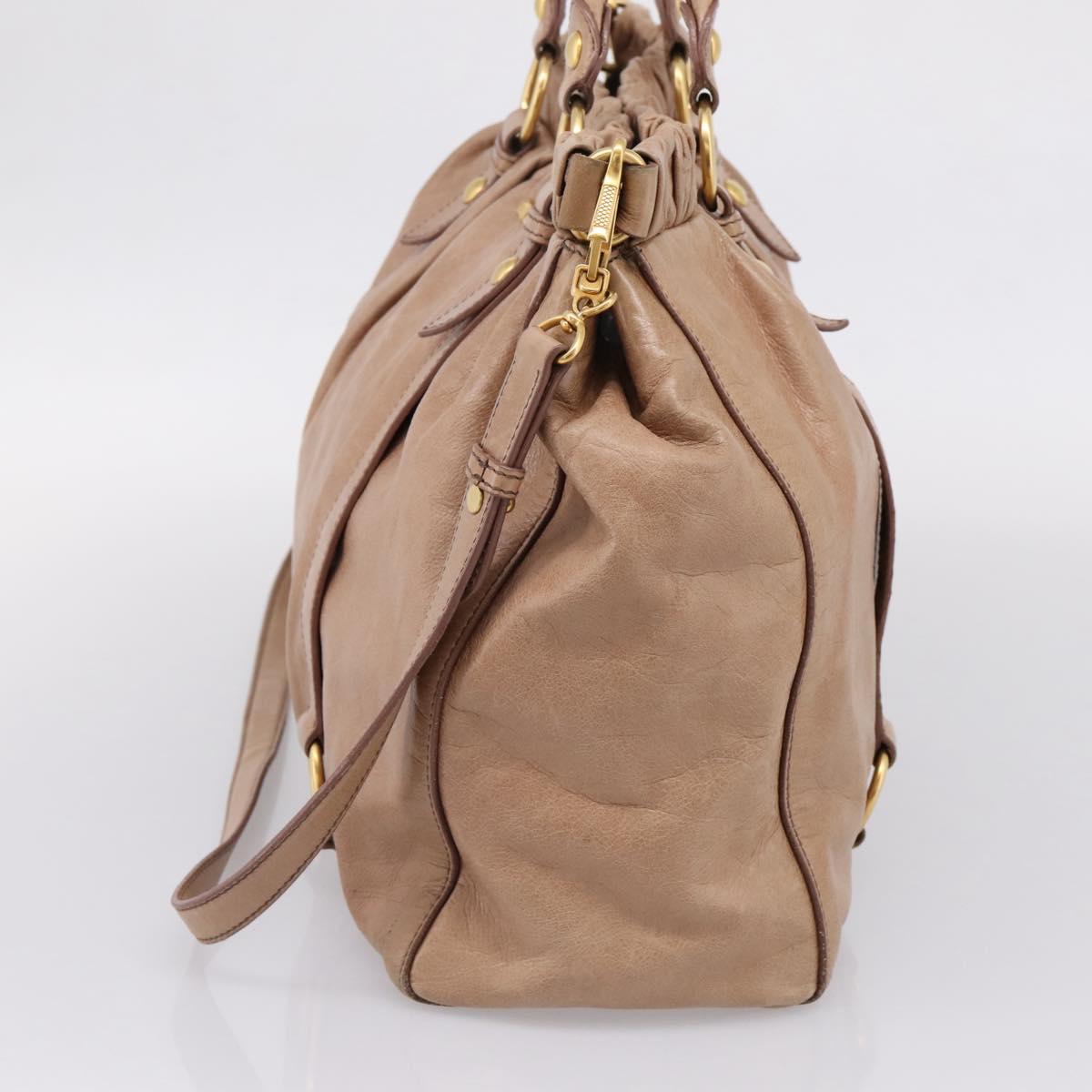 Miu Miu Hand Bag Vitellolux 2way Pink Gold Auth 208029A