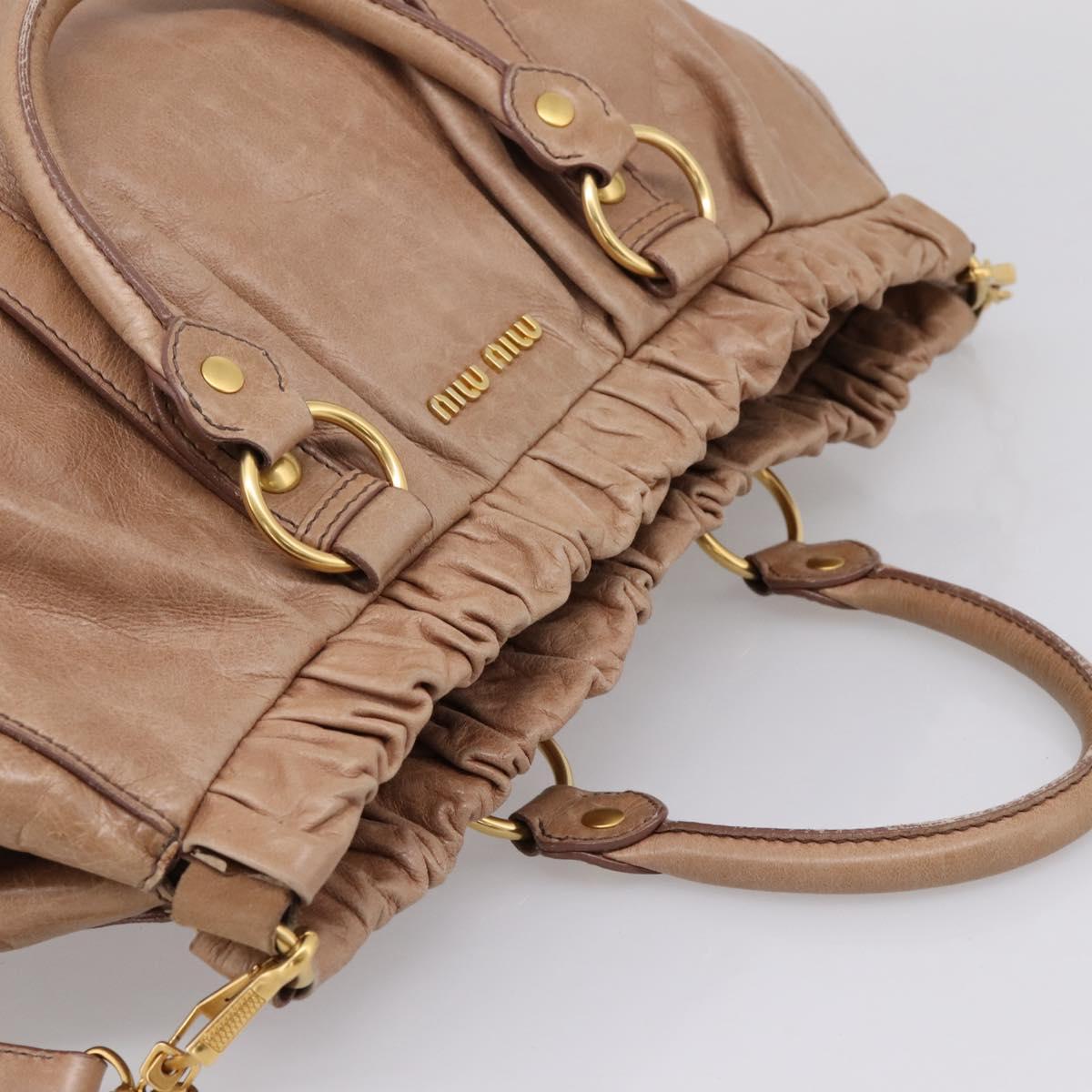 Miu Miu Hand Bag Vitellolux 2way Pink Gold Auth 208029A