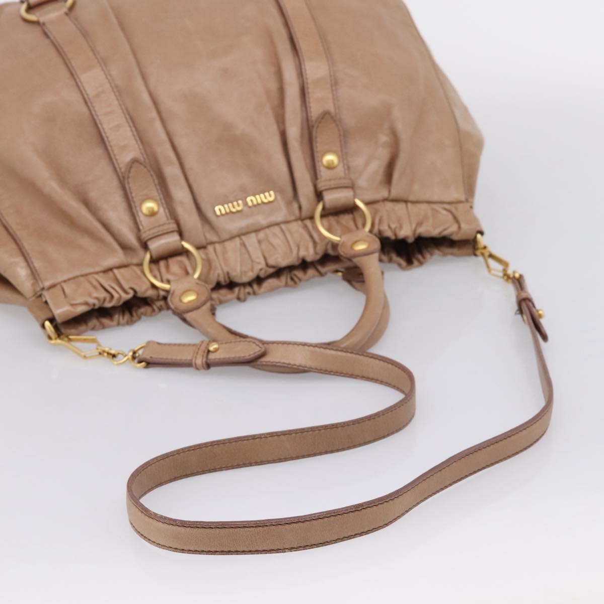 Miu Miu Hand Bag Vitellolux 2way Pink Gold Auth 208029A