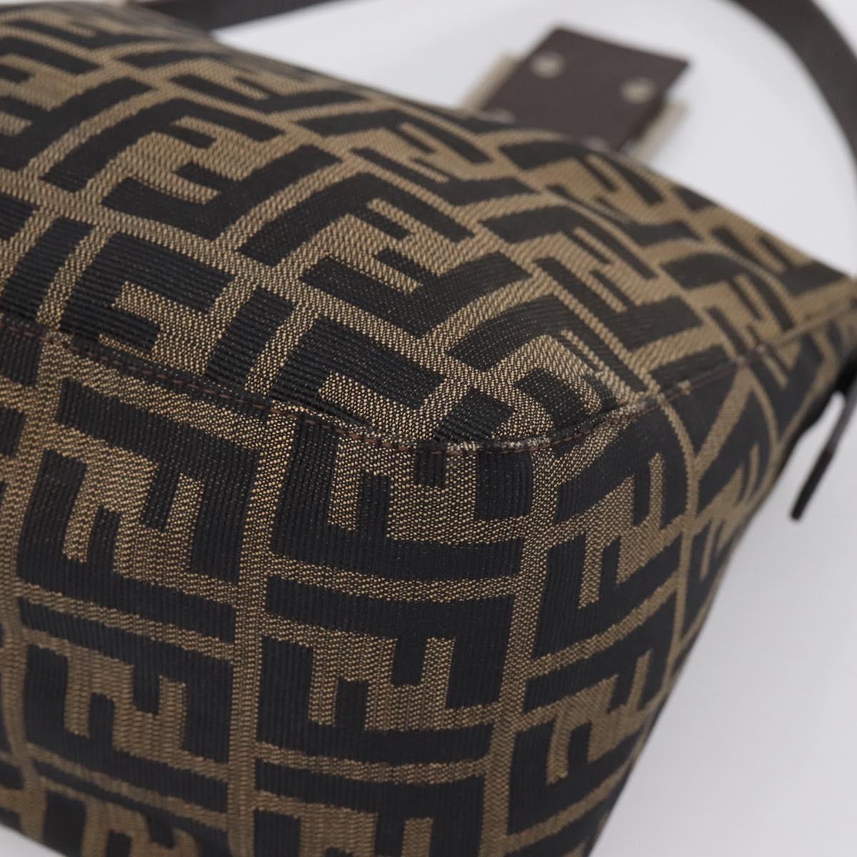 FENDI Zucca Canvas Mamma Baguette Shoulder Bag Brown Black 264260 Auth 208030