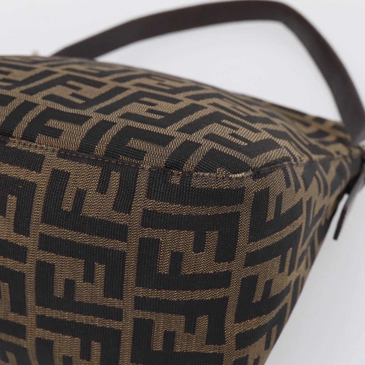 FENDI Zucca Canvas Mamma Baguette Shoulder Bag Brown Black 264260 Auth 208030