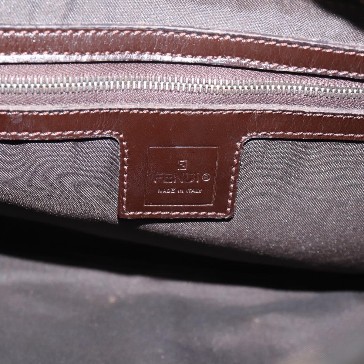 FENDI Zucca Canvas Mamma Baguette Shoulder Bag Brown Black 264260 Auth 208030
