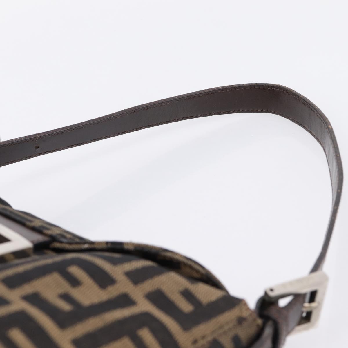 FENDI Zucca Canvas Mamma Baguette Shoulder Bag Brown Black 264260 Auth 208030