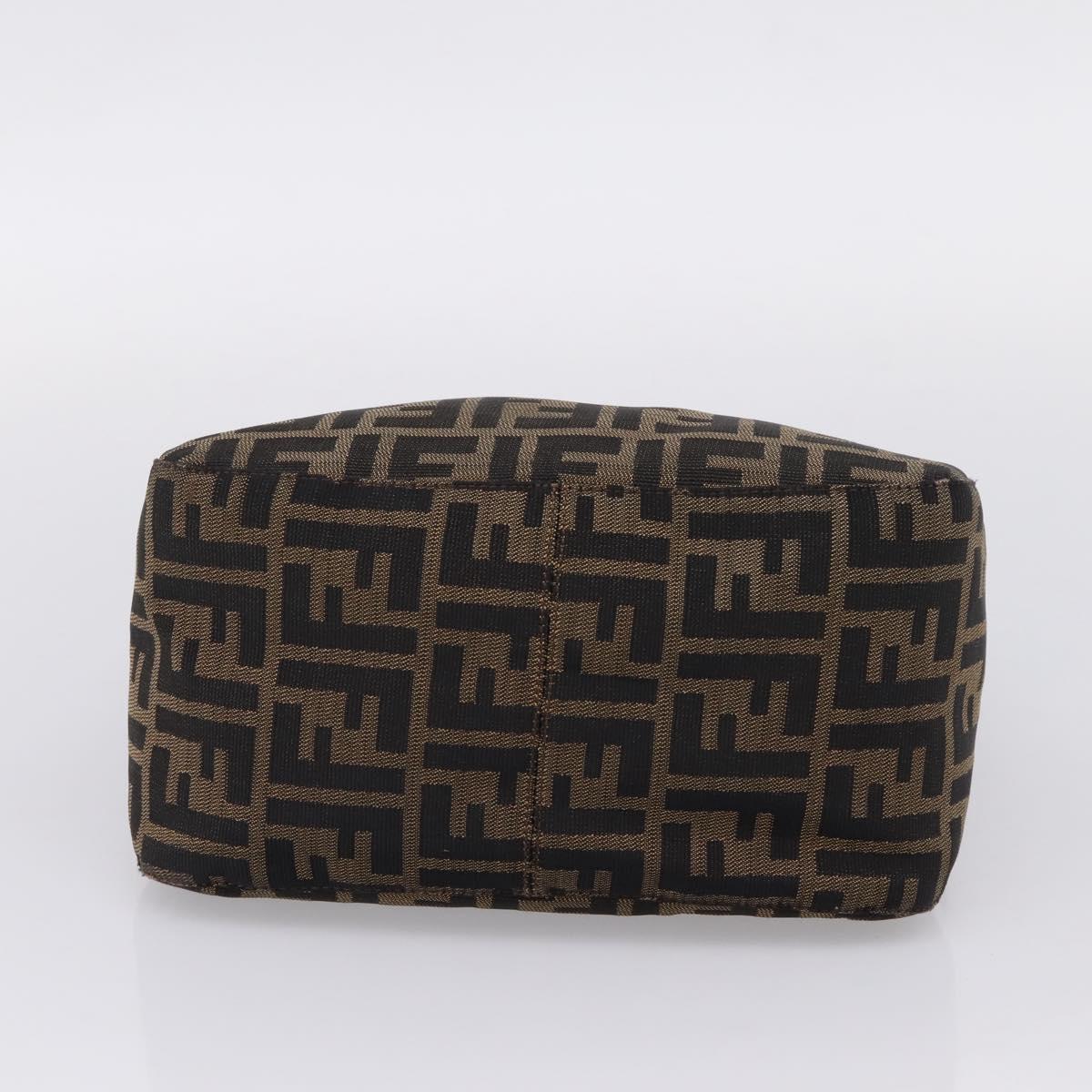 FENDI Zucca Canvas Mamma Baguette Shoulder Bag Brown Black 264260 Auth 208030