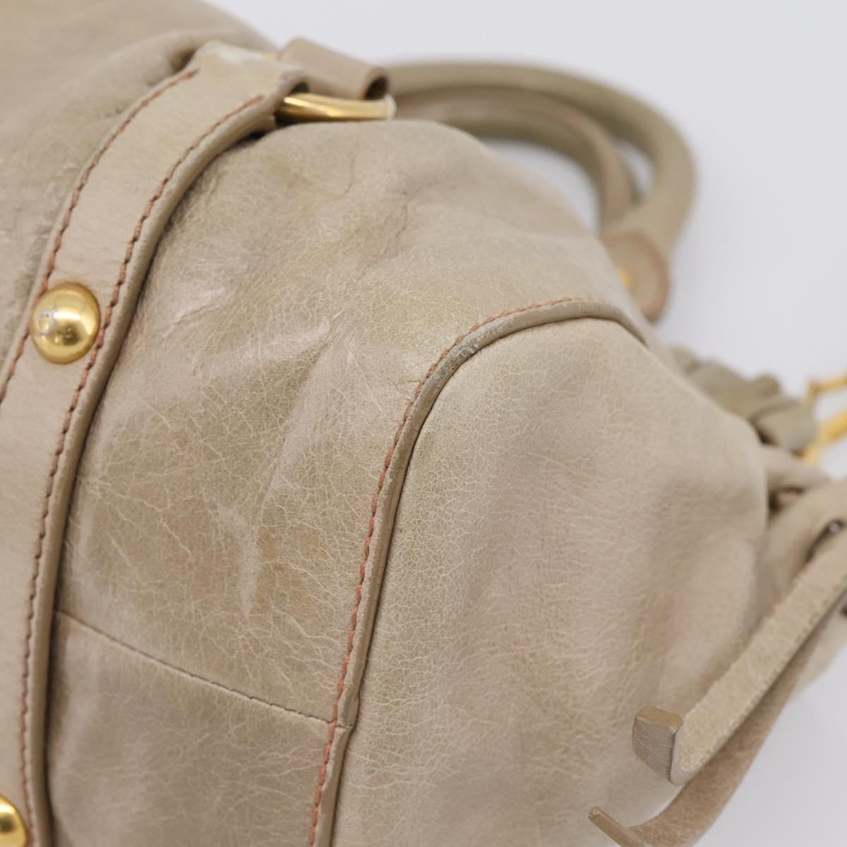 Miu Miu Hand Bag Vitellolux 2way Beige Gold Auth 208033A