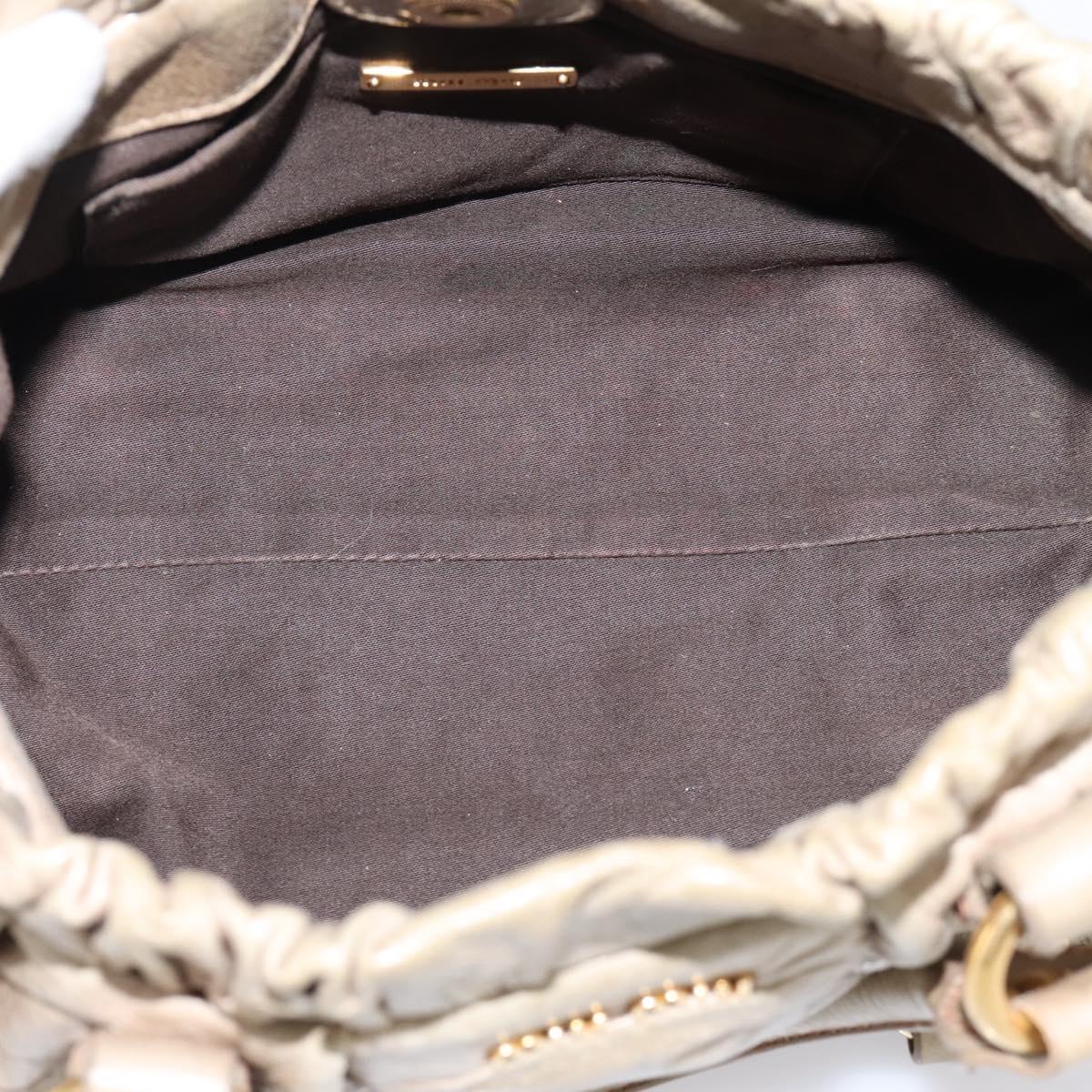 Miu Miu Hand Bag Vitellolux 2way Beige Gold Auth 208033A