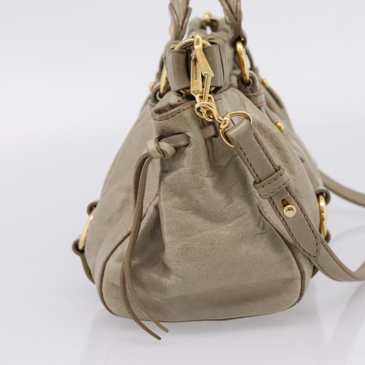 Miu Miu Hand Bag Vitellolux 2way Beige Gold Auth 208033A