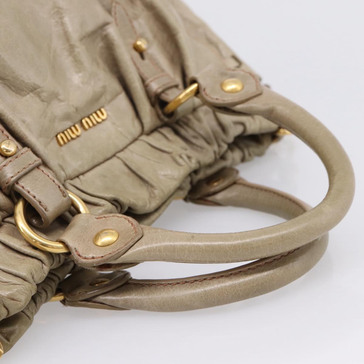 Miu Miu Hand Bag Vitellolux 2way Beige Gold Auth 208033A