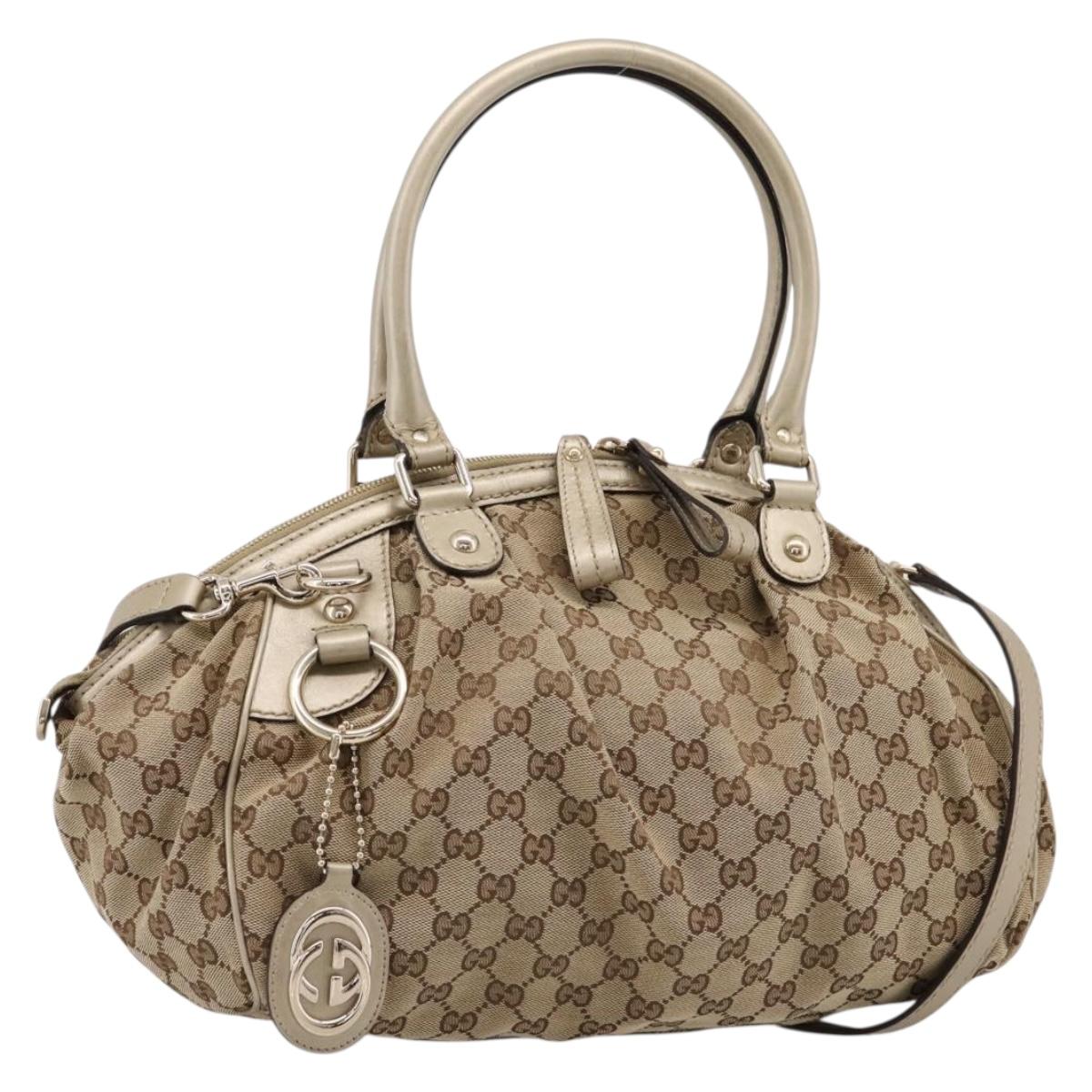 GUCCI GG Canvas Sukey Hand Bag 2way Beige Gold 223974 Auth 208036A