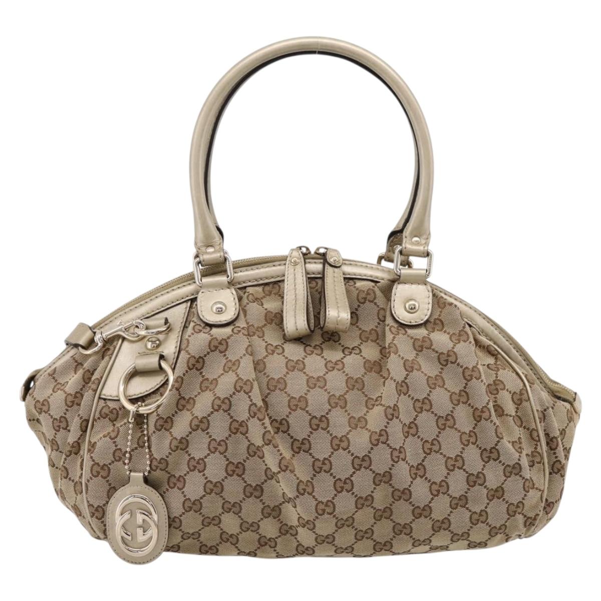 GUCCI GG Canvas Sukey Hand Bag 2way Beige Gold 223974 Auth 208036A
