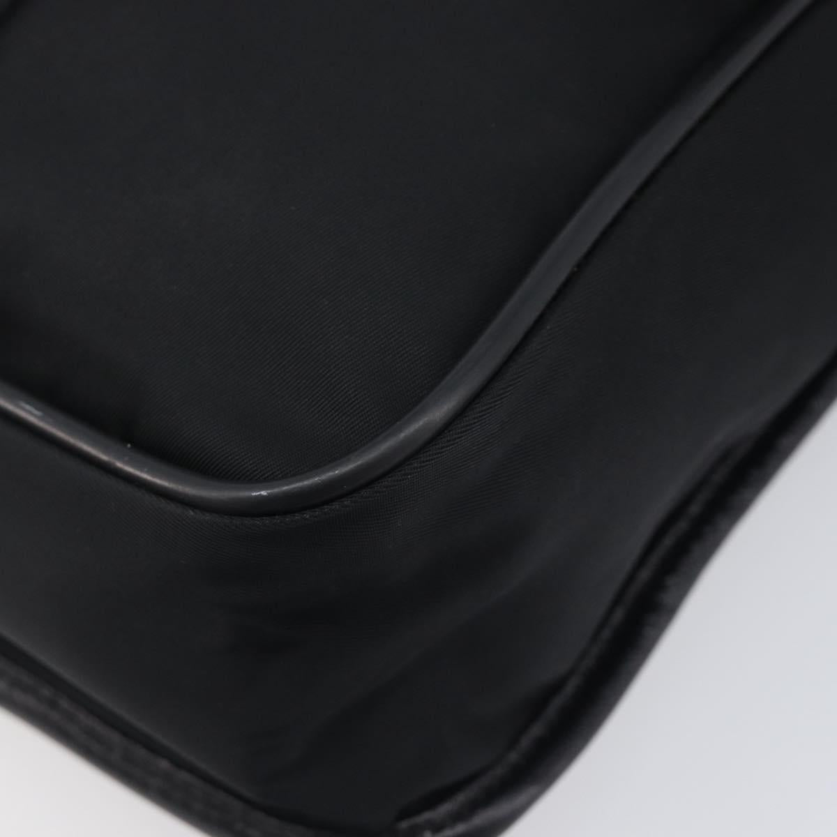 PRADA Shoulder Bag Nylon Black Silver Auth 208041A