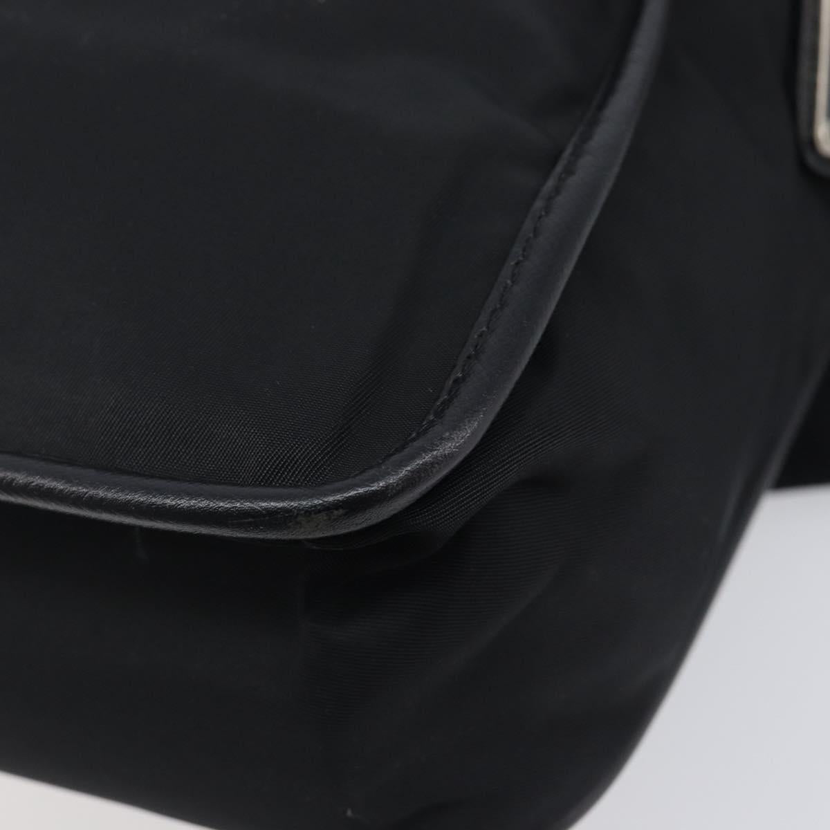 PRADA Shoulder Bag Nylon Black Silver Auth 208041A